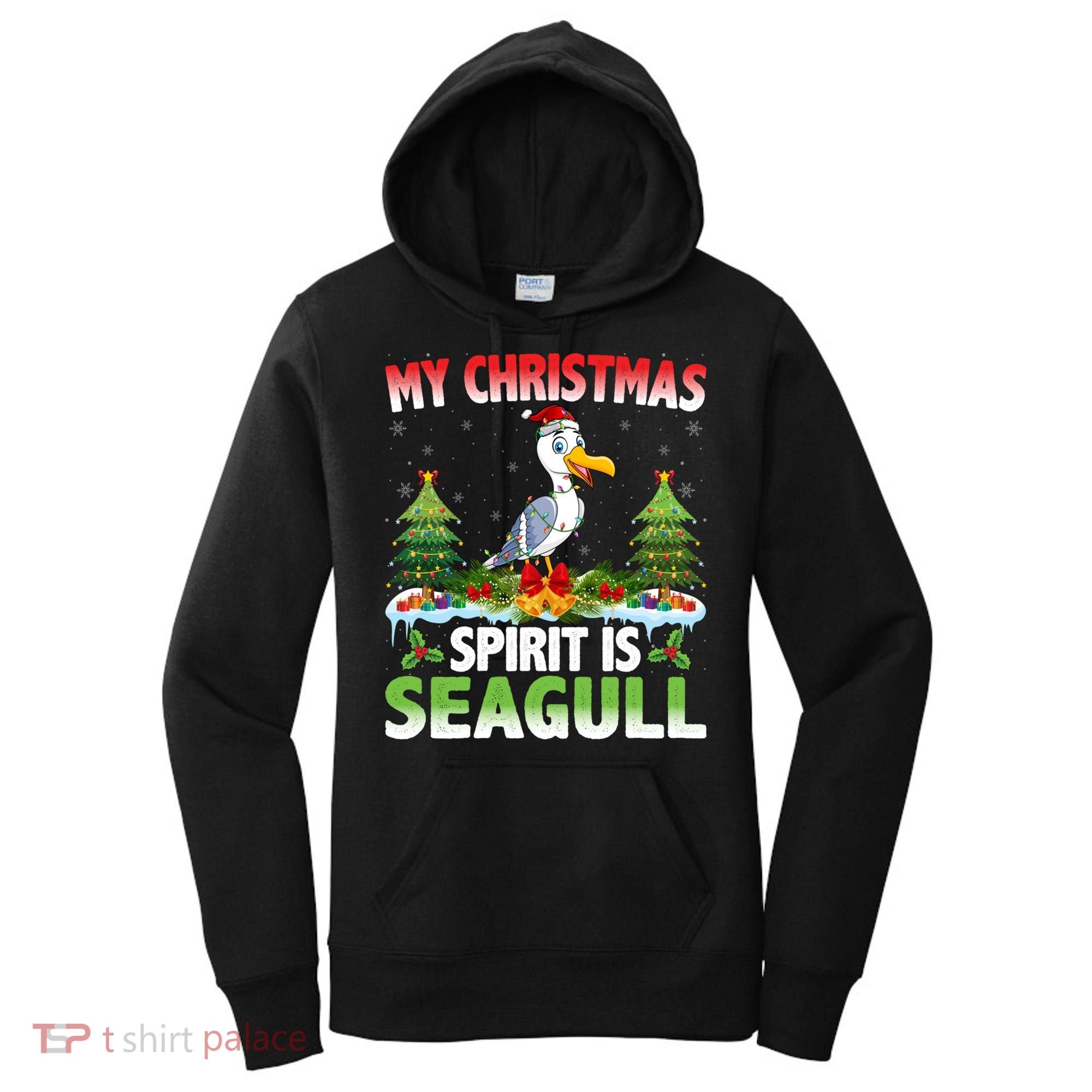 Seagull Wearing Santa Hat My Christmas Spirit Is Seagull Cute Gift Women's Hoodie