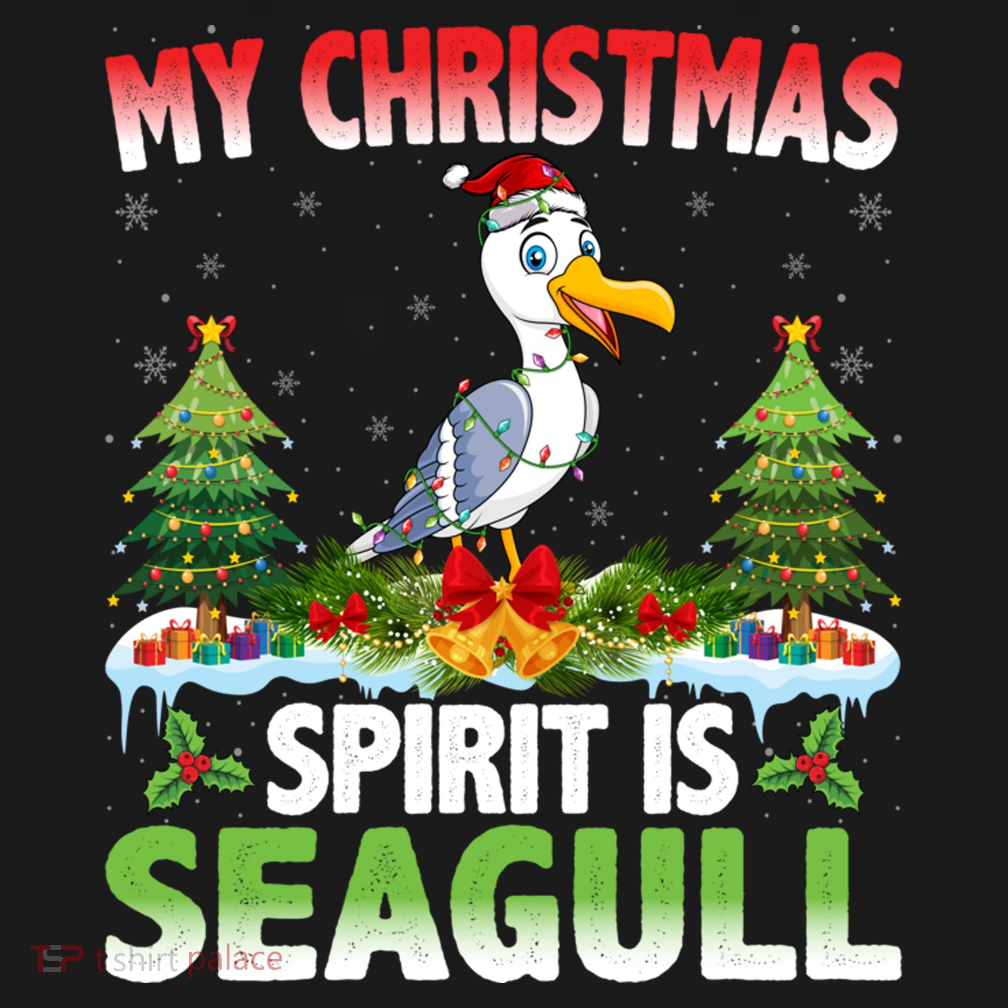 Seagull Wearing Santa Hat My Christmas Spirit Is Seagull Cute Gift Women's Hoodie