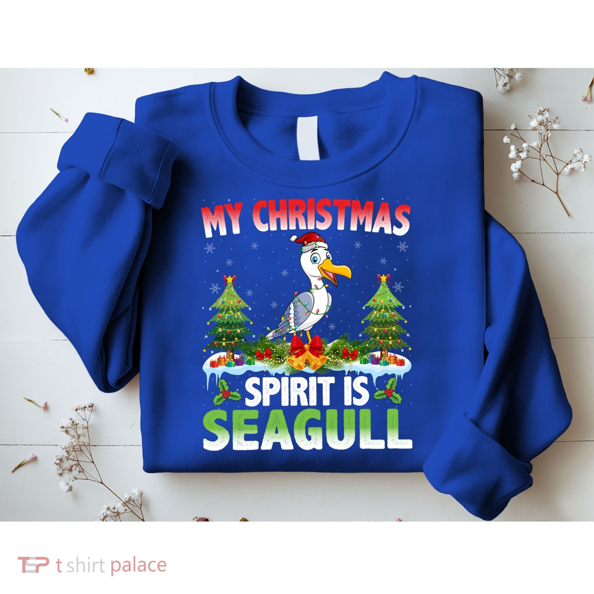 Seagull Wearing Santa Hat My Christmas Spirit Is Seagull Cute Gift Sweatshirt