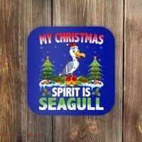 Seagull Wearing Santa Hat My Christmas Spirit Is Seagull Cute Gift Coaster thumb 0
