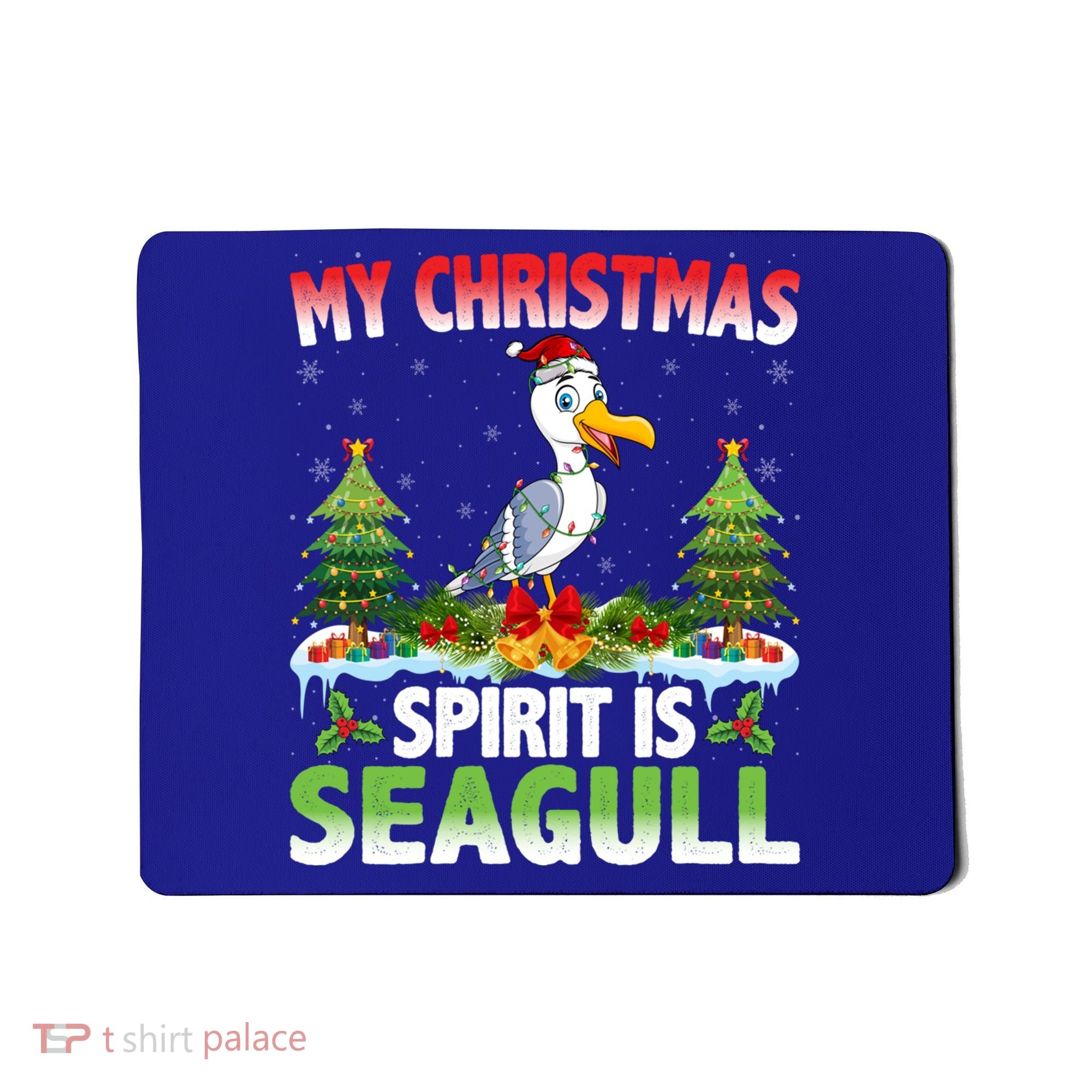 Seagull Wearing Santa Hat My Christmas Spirit Is Seagull Cute Gift Mousepad