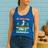 Seagull Wearing Santa Hat My Christmas Spirit Is Seagull Cute Gift Women's Tank Top thumb 2