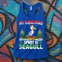 Seagull Wearing Santa Hat My Christmas Spirit Is Seagull Cute Gift Women's Tank Top thumb 3