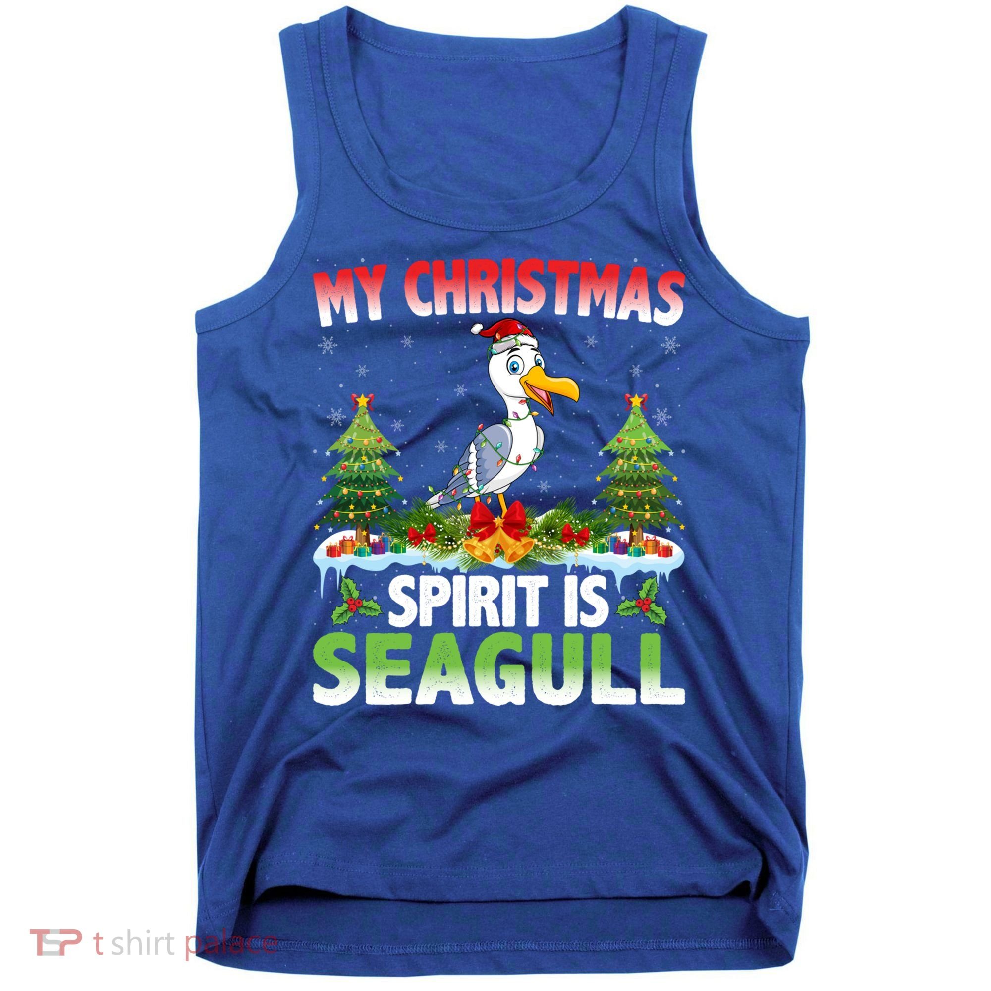 Seagull Wearing Santa Hat My Christmas Spirit Is Seagull Cute Gift Tank Top