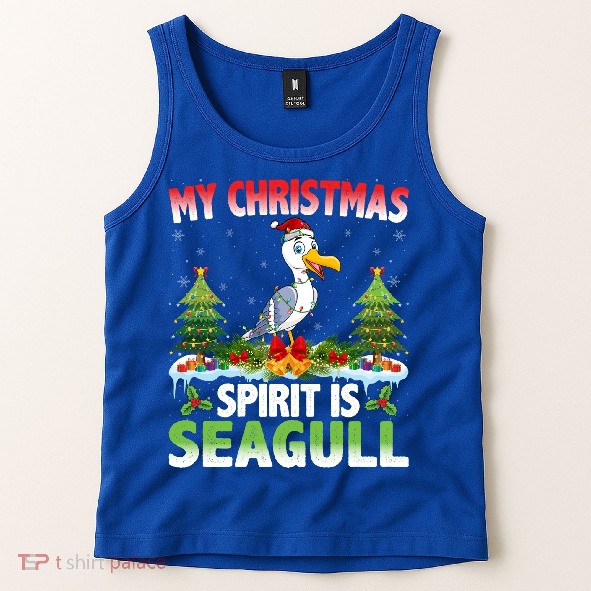 Seagull Wearing Santa Hat My Christmas Spirit Is Seagull Cute Gift Tank Top