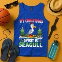 Seagull Wearing Santa Hat My Christmas Spirit Is Seagull Cute Gift Tank Top thumb 4