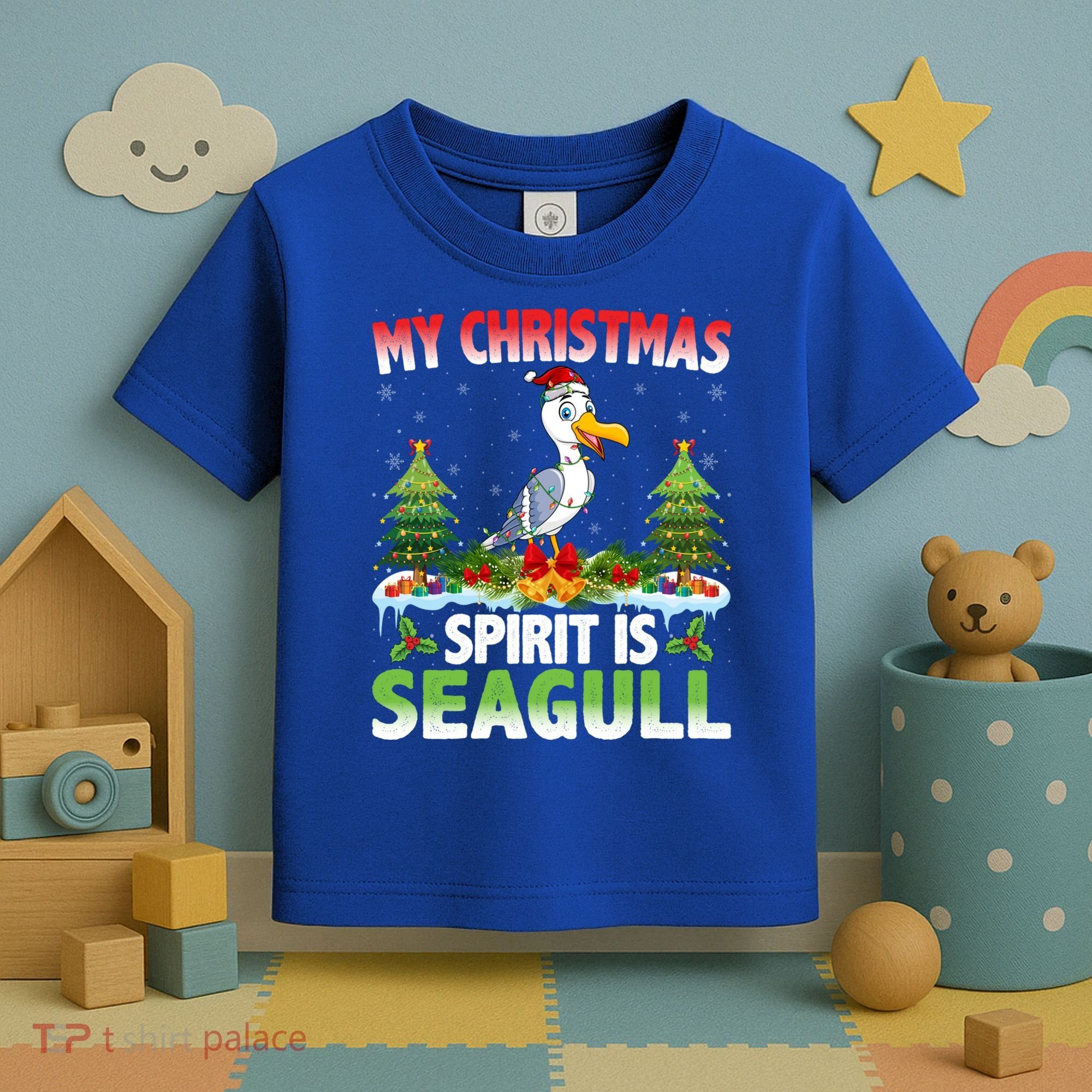 Seagull Wearing Santa Hat My Christmas Spirit Is Seagull Cute Gift Toddler T-Shirt
