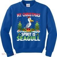 Seagull Wearing Santa Hat My Christmas Spirit Is Seagull Cute Gift Kids Sweatshirt thumb 0