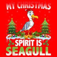 Seagull Wearing Santa Hat My Christmas Spirit Is Seagull Cute Gift Santa Hat thumb 1