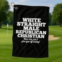 Sarcastic White Straight Male Republican Christian Golf Towel thumb 1