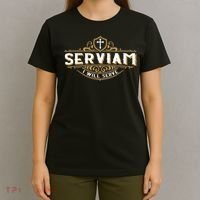 Serviam Will Serve Saint Michael Latin Phrase Catholic T-Shirt thumb 4
