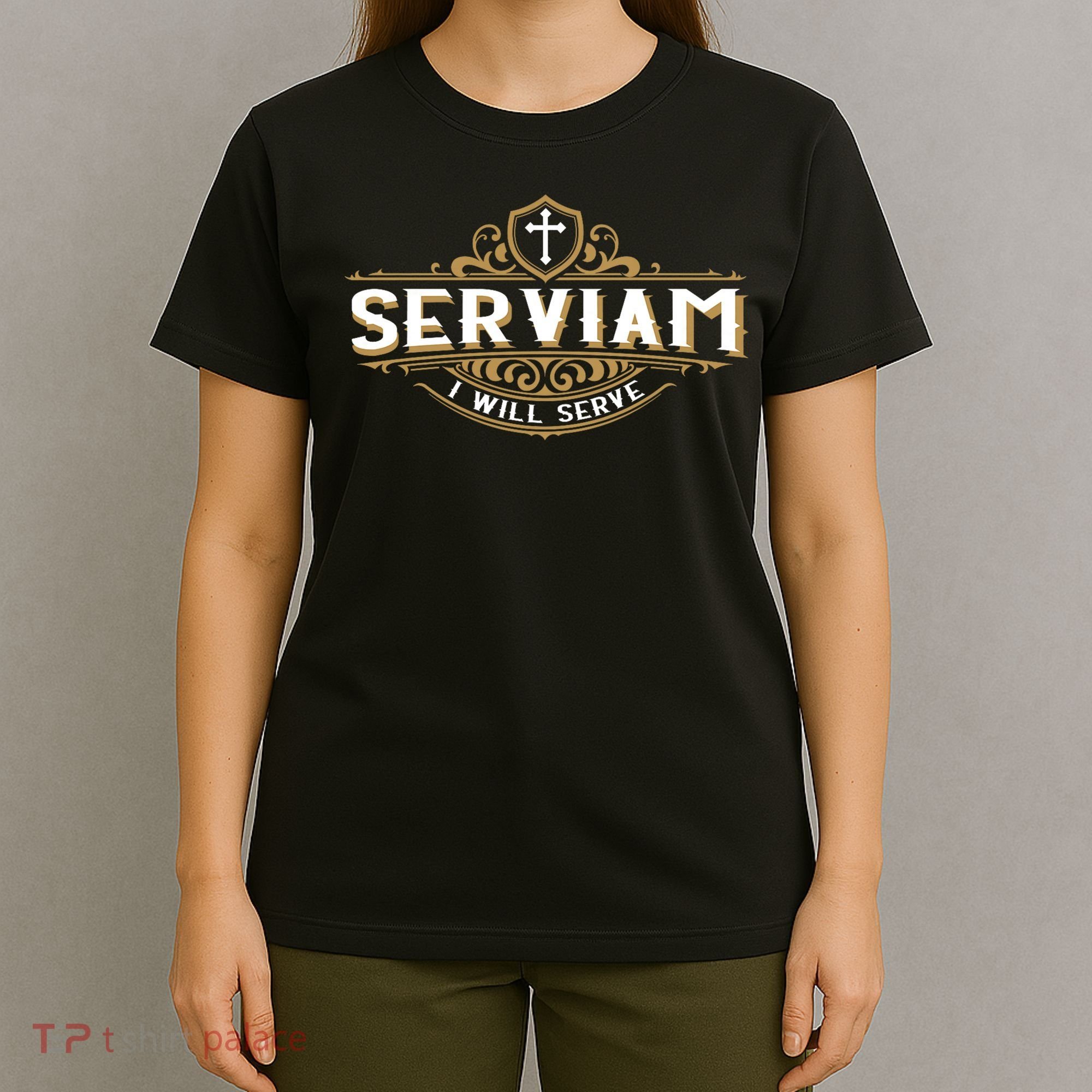 Serviam Will Serve Saint Michael Latin Phrase Catholic T-Shirt