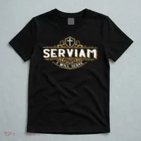 Serviam Will Serve Saint Michael Latin Phrase Catholic T-Shirt thumb 5