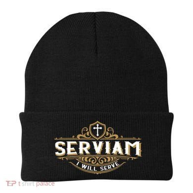 Serviam Will Serve Saint Michael Latin Phrase Catholic Beanie