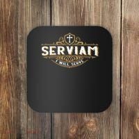 Serviam Will Serve Saint Michael Latin Phrase Catholic Coaster thumb 0