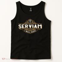 Serviam Will Serve Saint Michael Latin Phrase Catholic Tank Top thumb 2