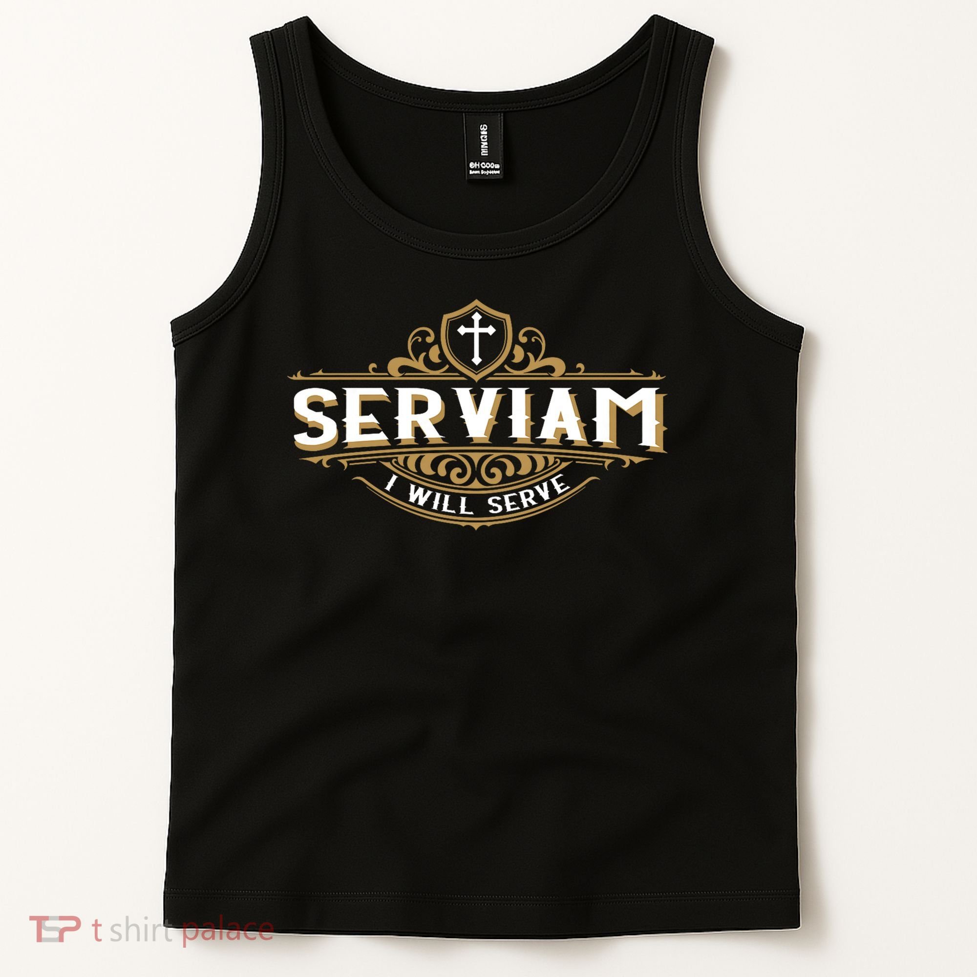 Serviam Will Serve Saint Michael Latin Phrase Catholic Tank Top