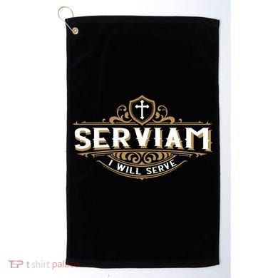 Serviam Will Serve Saint Michael Latin Phrase Catholic Golf Towel