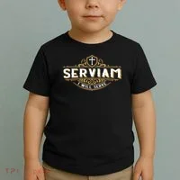 Serviam Will Serve Saint Michael Latin Phrase Catholic Toddler T-Shirt thumb 2