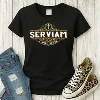 Serviam Will Serve Saint Michael Latin Phrase Catholic Women's T-Shirt thumb 3