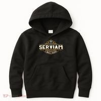 Serviam Will Serve Saint Michael Latin Phrase Catholic Kids Hoodie thumb 0