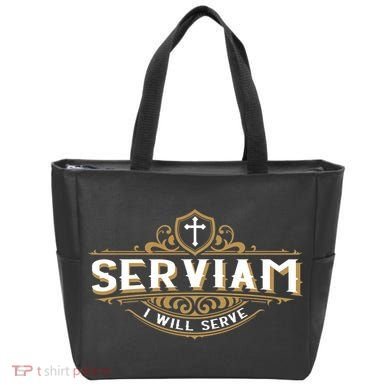 Serviam Will Serve Saint Michael Latin Phrase Catholic Tote Bag