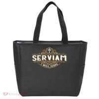 Serviam Will Serve Saint Michael Latin Phrase Catholic Tote Bag thumb 0