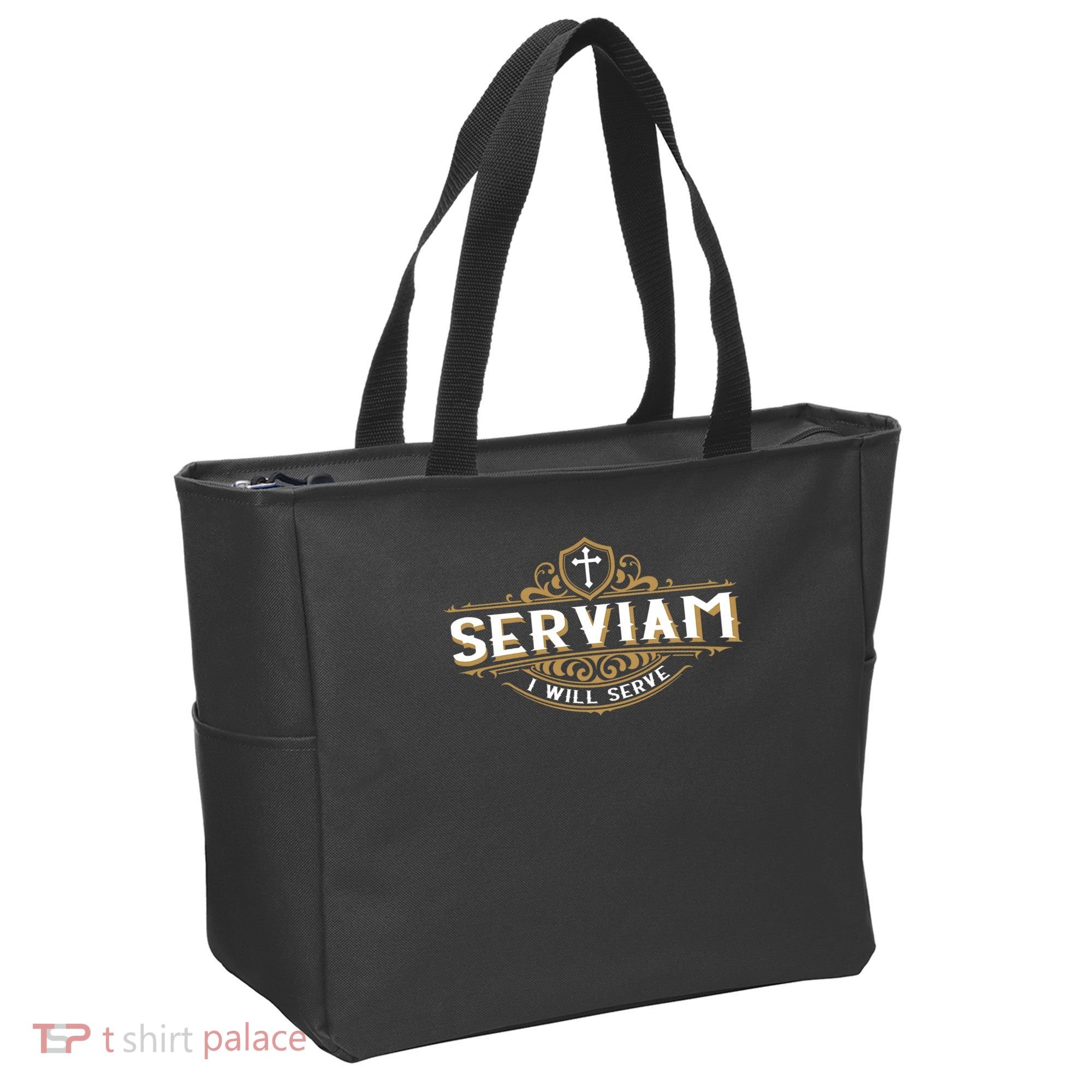 Serviam Will Serve Saint Michael Latin Phrase Catholic Tote Bag