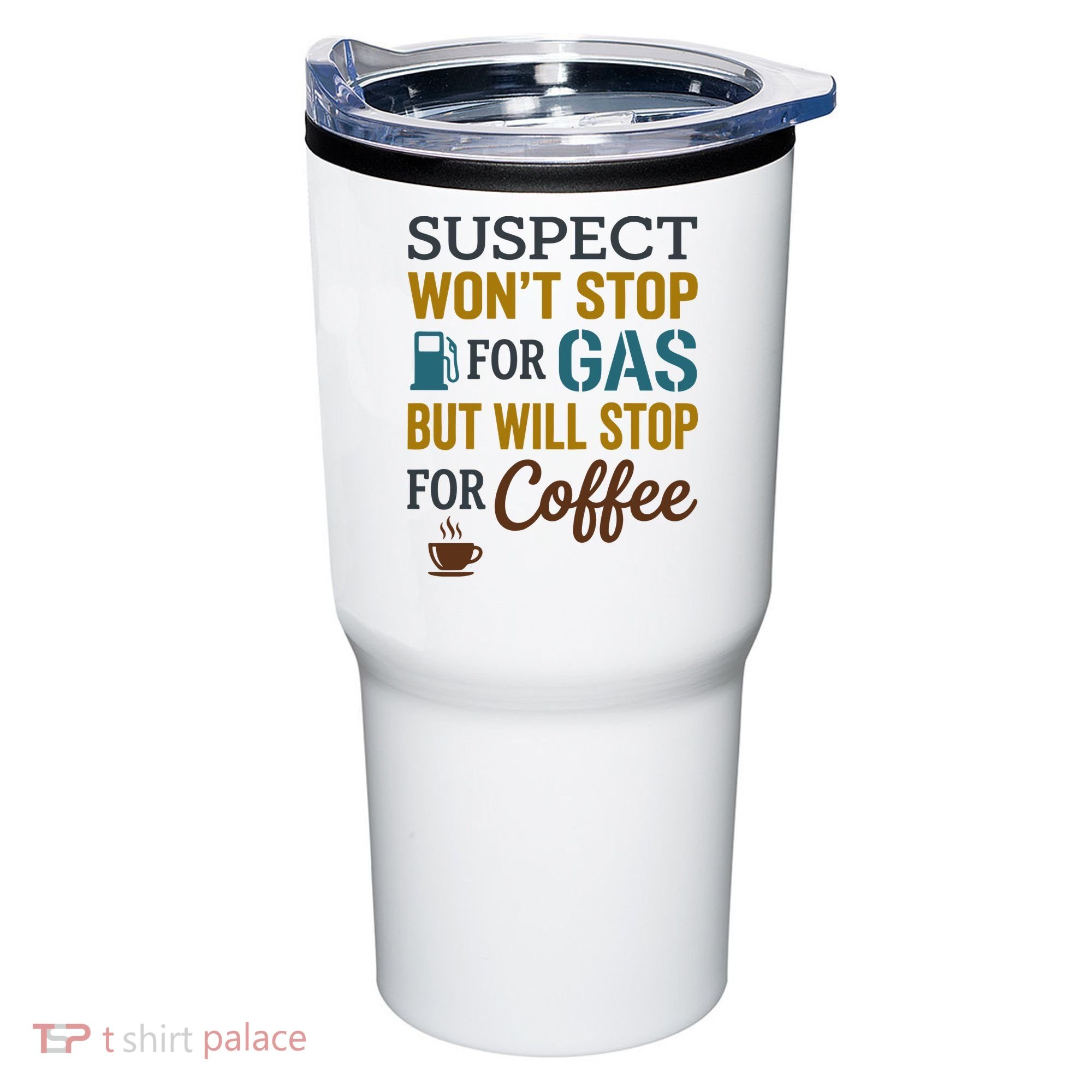 Suspect Won't Stop For Gas But Will Stop For Coffee Tumbler