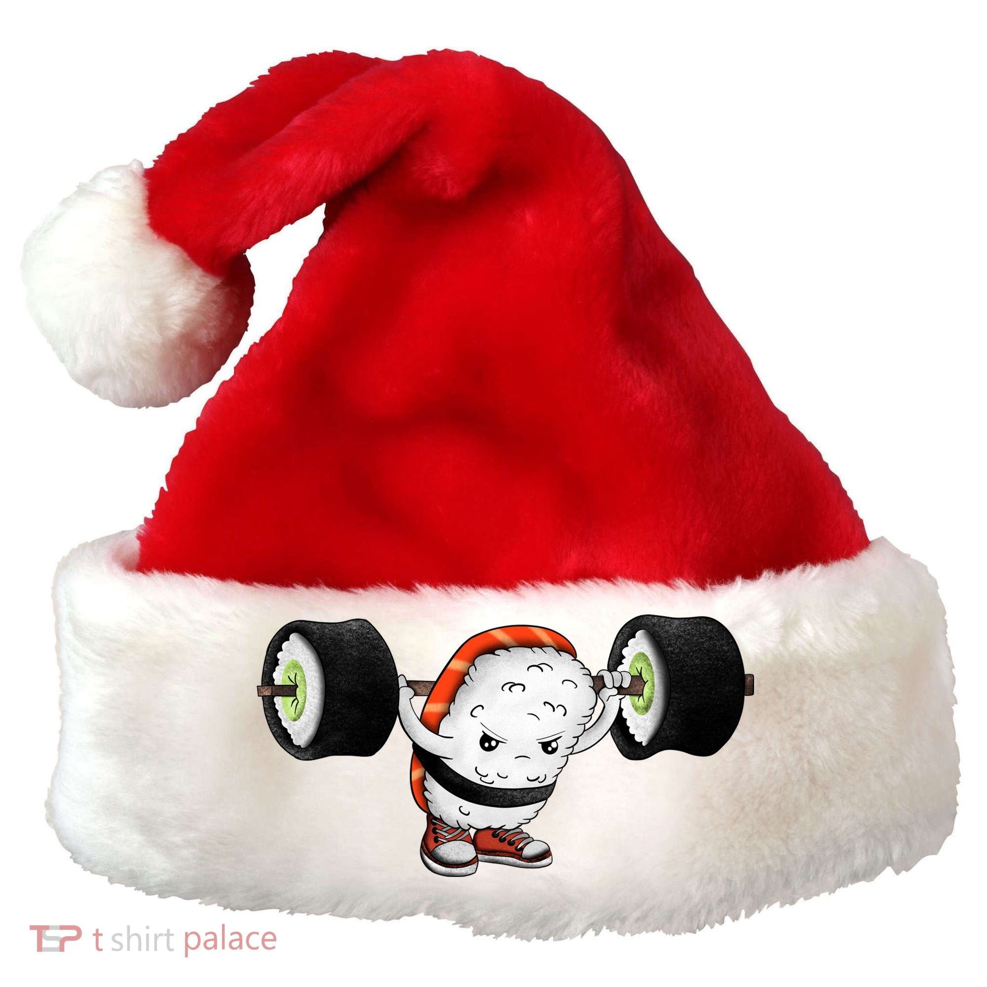 Sushi Weightlifting Santa Hat