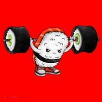 Sushi Weightlifting Santa Hat thumb 1
