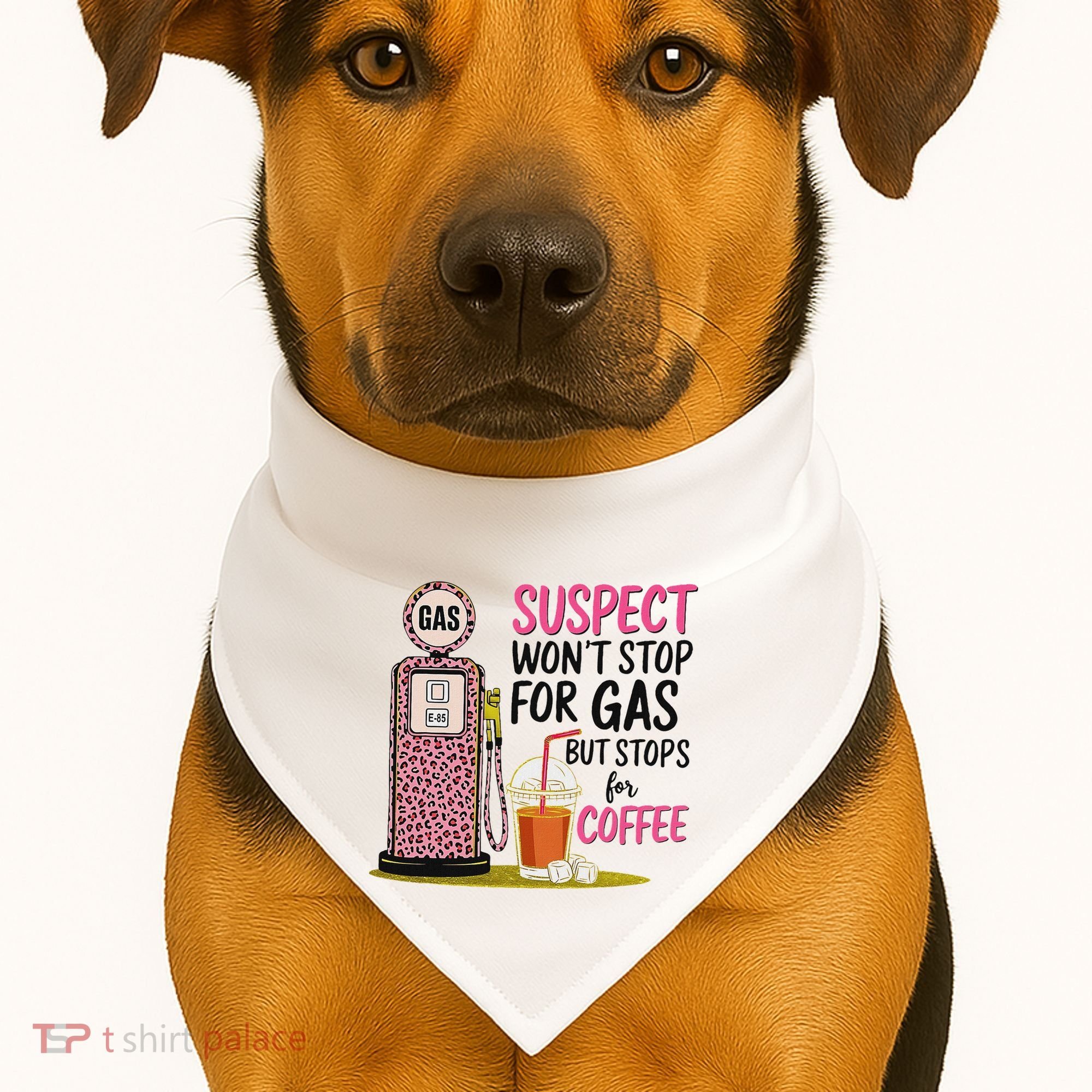 Suspect WonT Stop For Gas But Stops For Coffee USA-Made Doggie Bandana