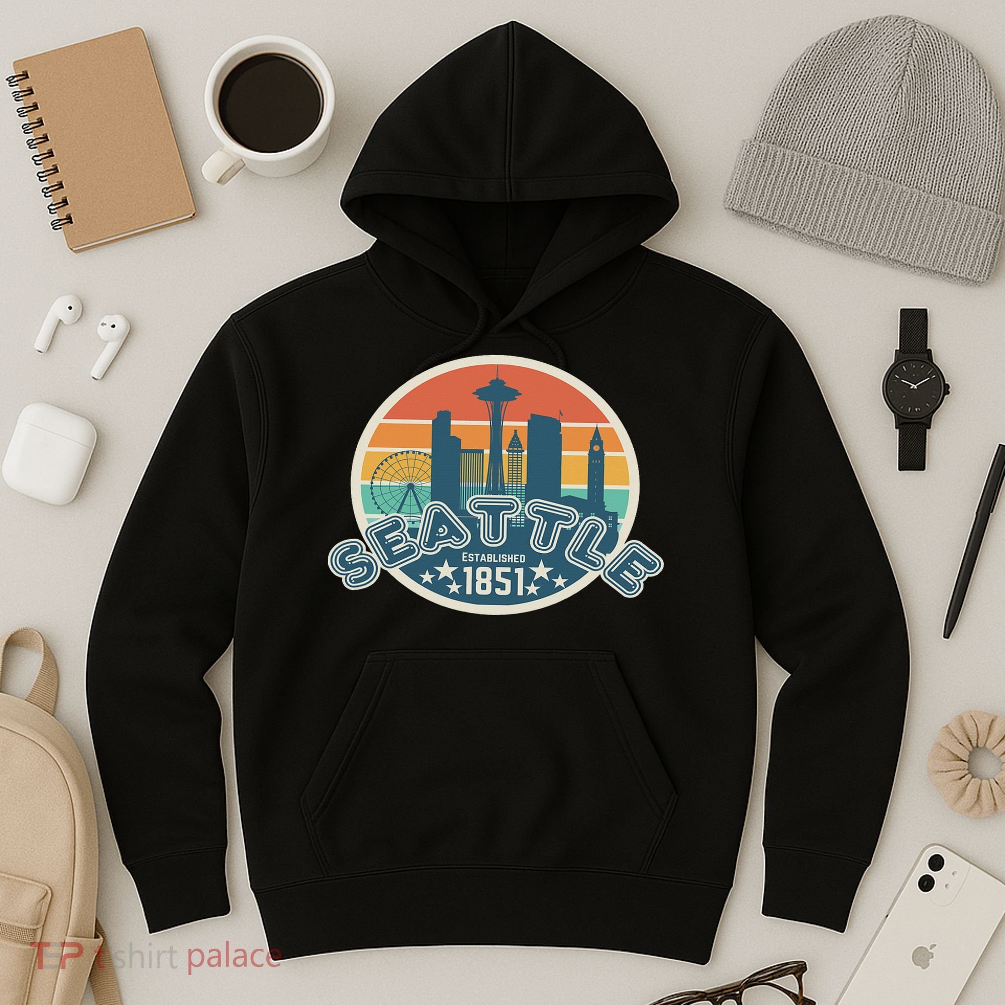 Seattle Washington State Hiking Camping Women Hoodie