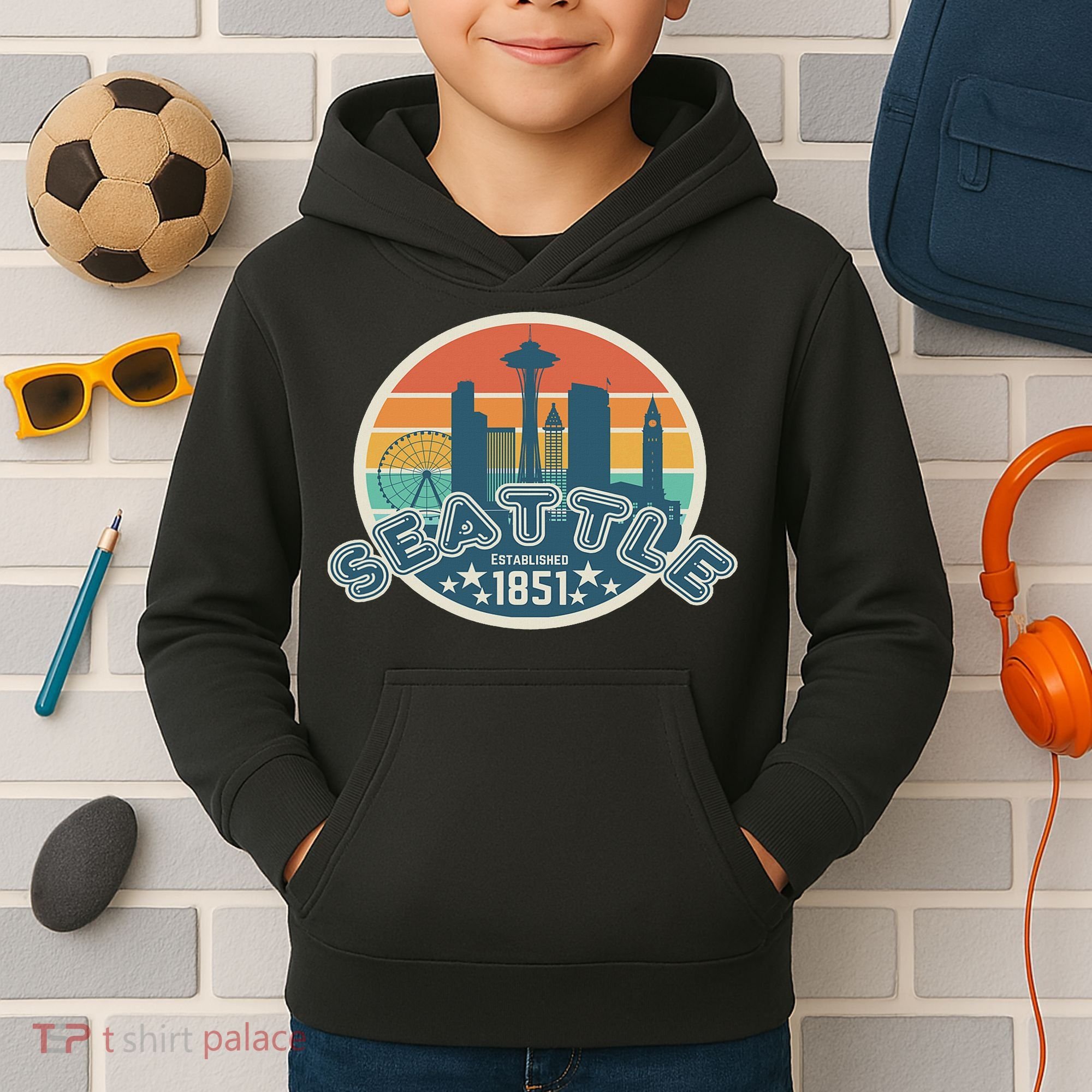 Seattle Washington State Hiking Camping Women Kids Hoodie