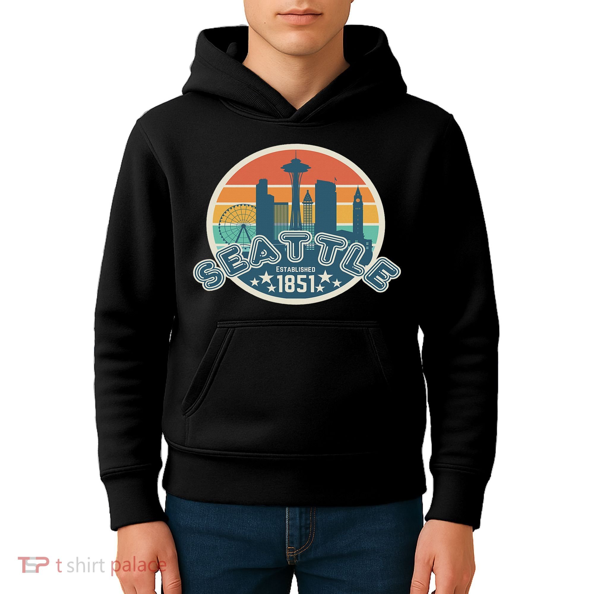 Seattle Washington State Hiking Camping Women Kids Hoodie