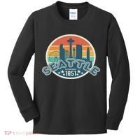 Seattle Washington State Hiking Camping Women Kids Long Sleeve Shirt thumb 0