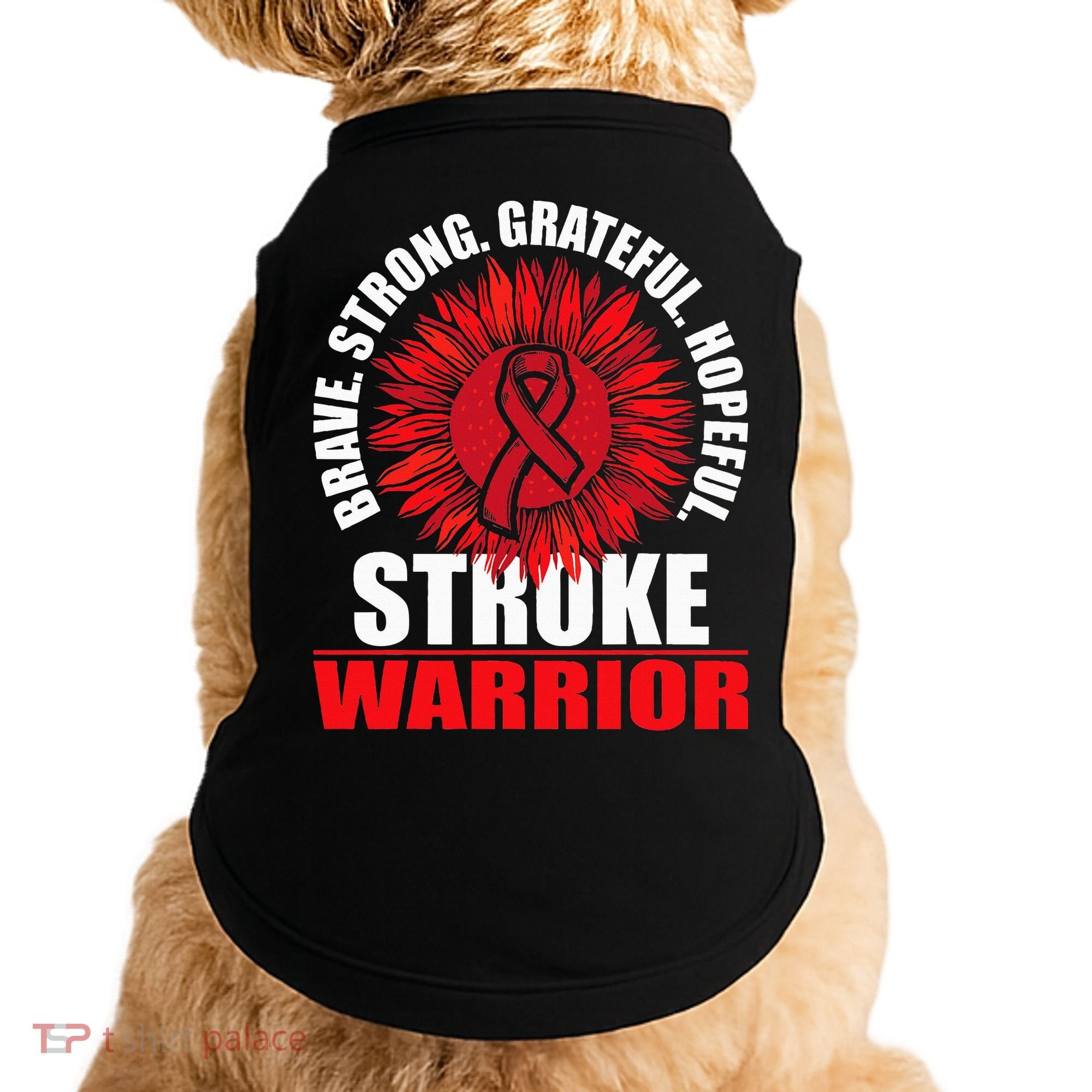 Stroke Warrior  Stroke Survivor Red Awareness Ribbon Doggie Tank