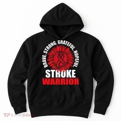 Stroke Warrior  Stroke Survivor Red Awareness Ribbon Hoodie