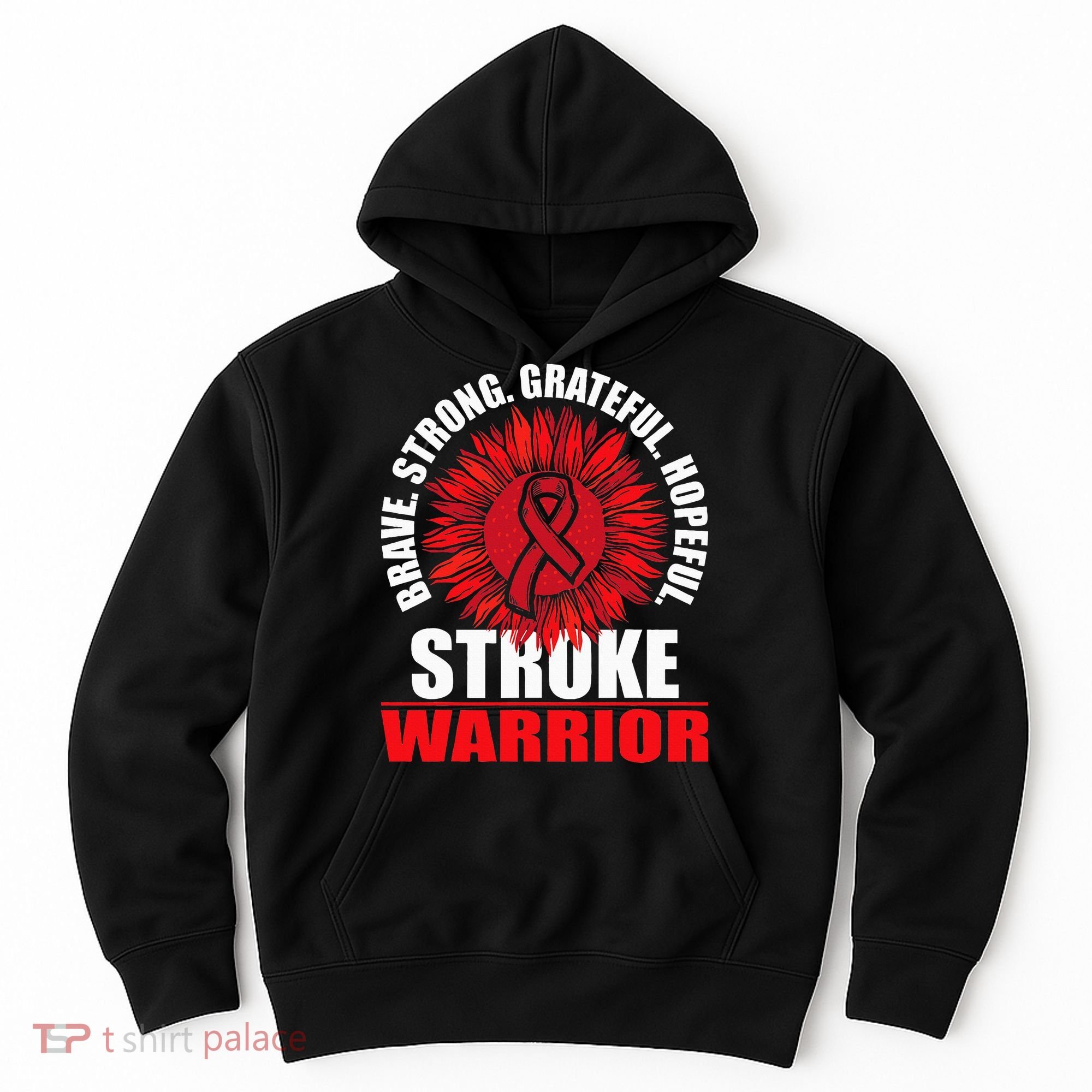 Stroke Warrior  Stroke Survivor Red Awareness Ribbon Hoodie