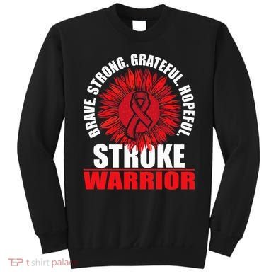 Stroke Warrior  Stroke Survivor Red Awareness Ribbon Sweatshirt