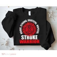 Stroke Warrior  Stroke Survivor Red Awareness Ribbon Sweatshirt thumb 2