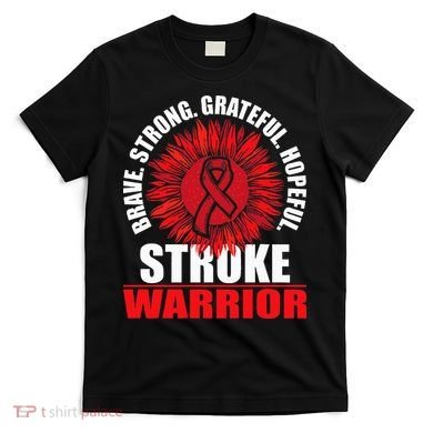 Stroke Warrior  Stroke Survivor Red Awareness Ribbon T-Shirt