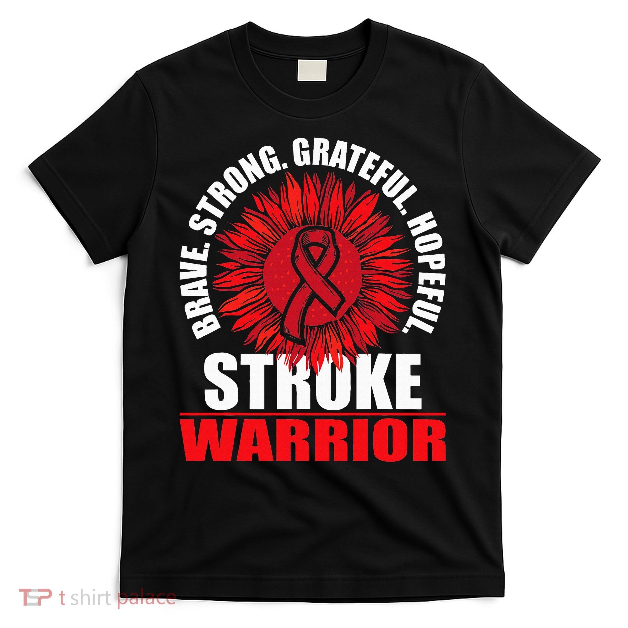 Stroke Warrior  Stroke Survivor Red Awareness Ribbon T-Shirt
