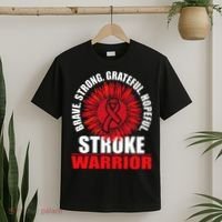 Stroke Warrior  Stroke Survivor Red Awareness Ribbon T-Shirt thumb 2