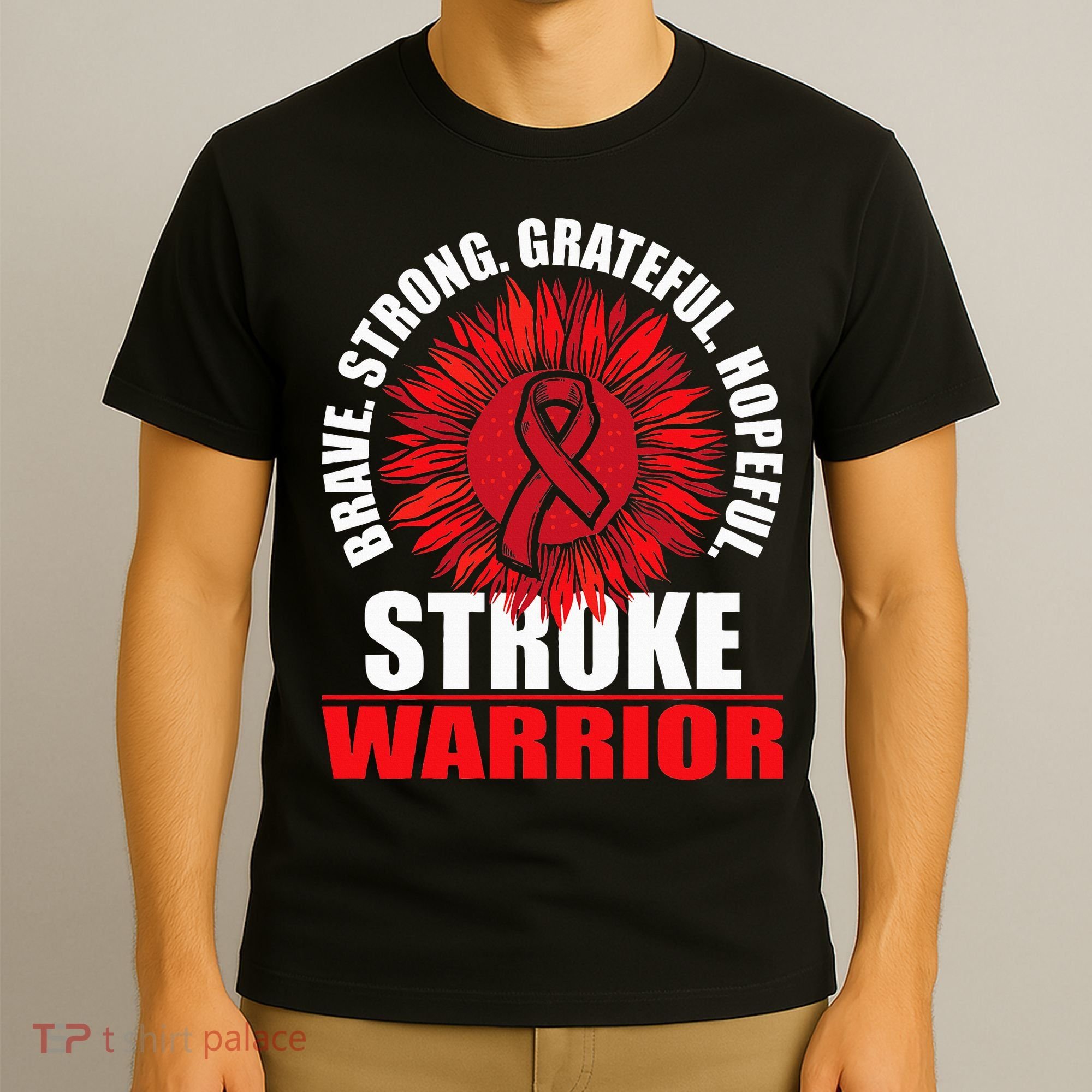 Stroke Warrior  Stroke Survivor Red Awareness Ribbon T-Shirt