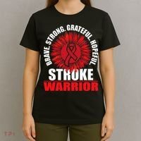 Stroke Warrior  Stroke Survivor Red Awareness Ribbon T-Shirt thumb 4