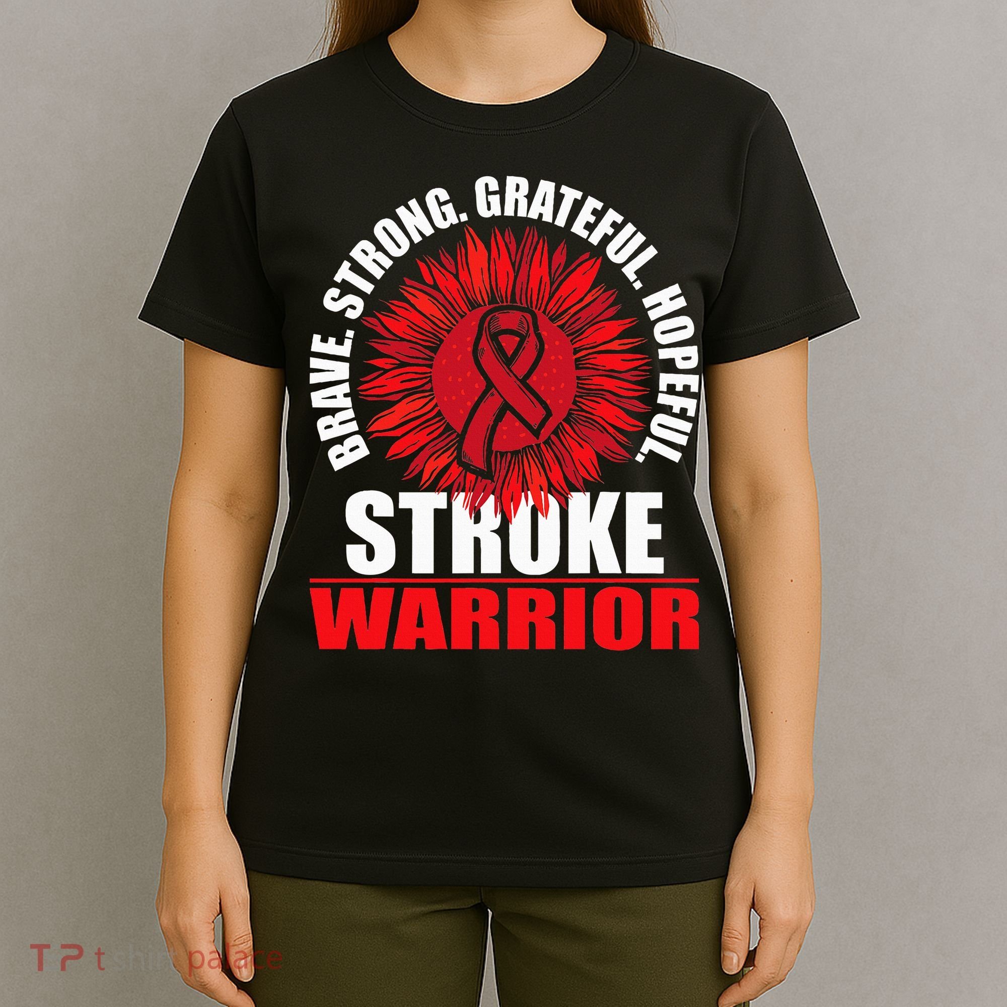 Stroke Warrior  Stroke Survivor Red Awareness Ribbon T-Shirt