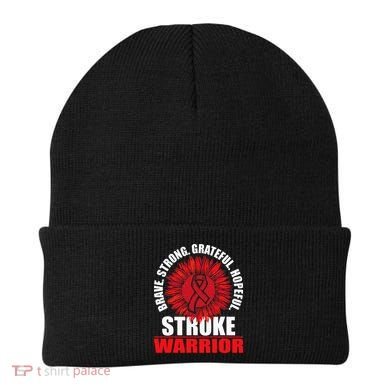 Stroke Warrior  Stroke Survivor Red Awareness Ribbon Beanie
