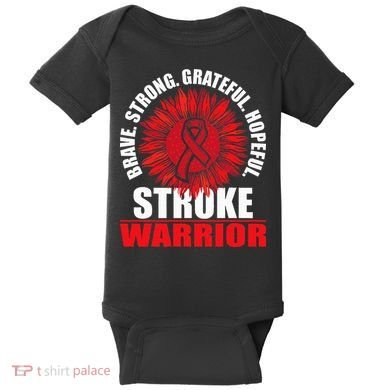 Stroke Warrior  Stroke Survivor Red Awareness Ribbon Baby Bodysuit