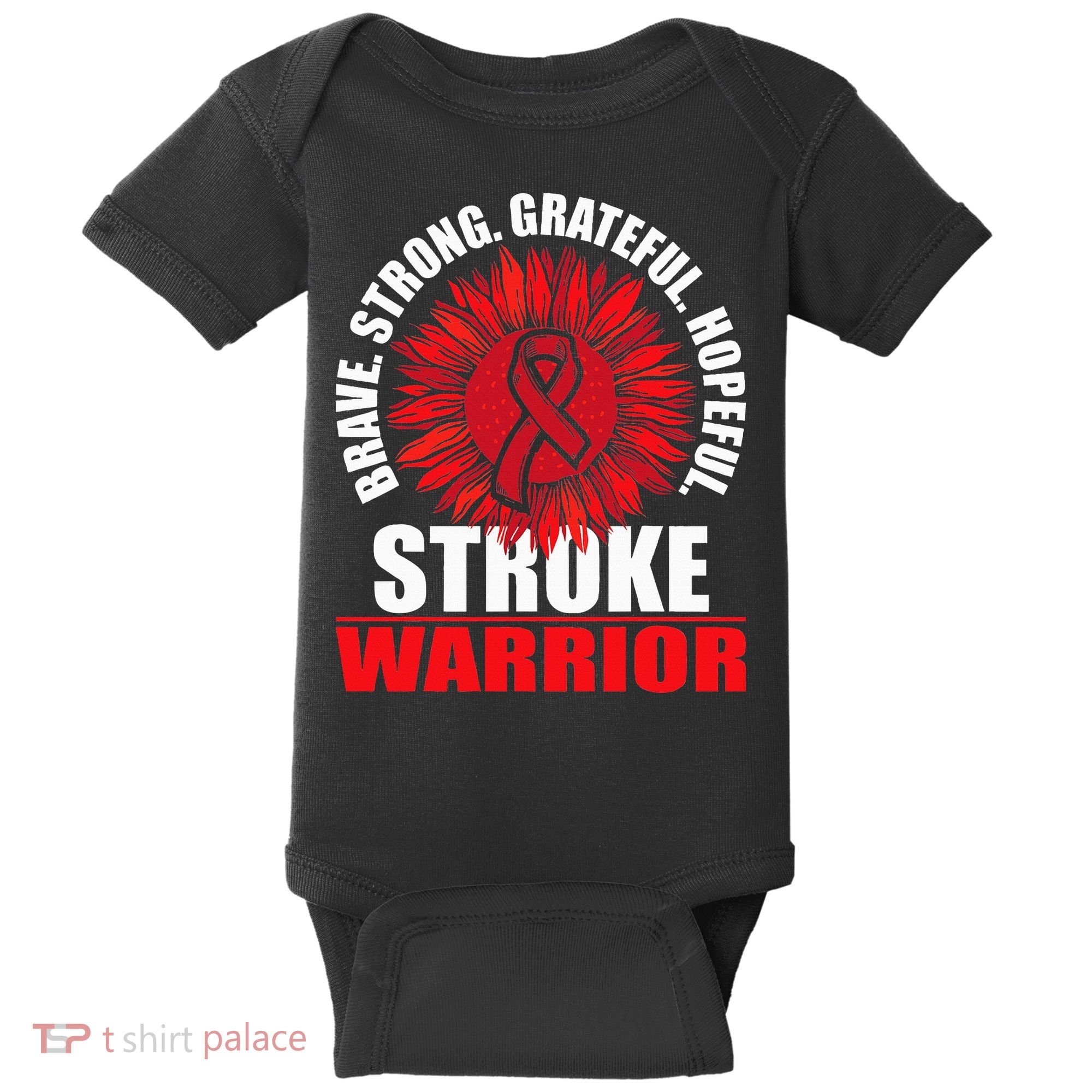 Stroke Warrior  Stroke Survivor Red Awareness Ribbon Baby Bodysuit